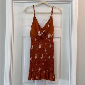 Rust Floral Smocked Dress
